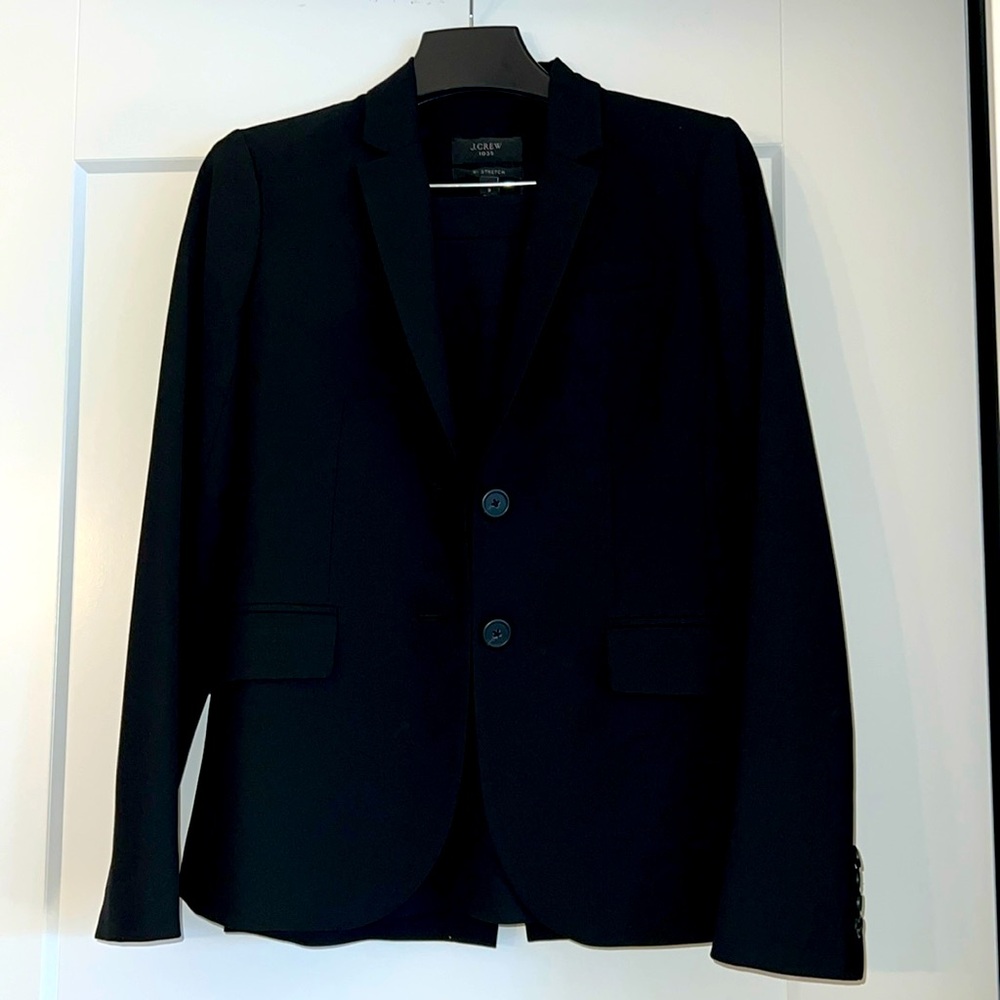 J crew black suit jacket and pencil skirt set